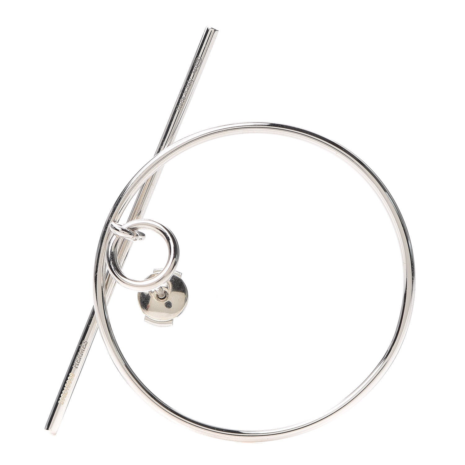 Hermes Sterling Silver MM Loop Earrings 4 of 7