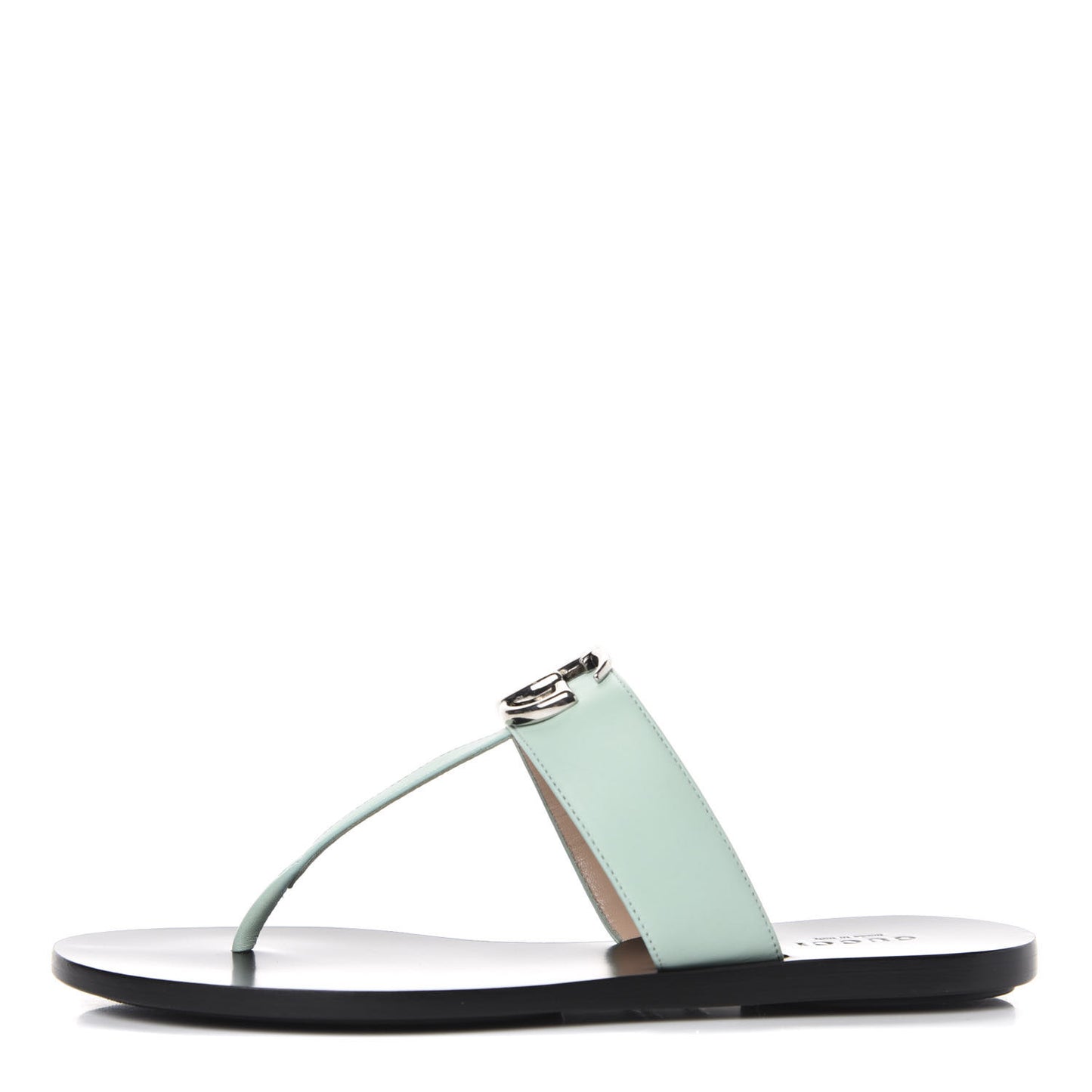 Calfskin GG Marmont Thong Sandals 36.5 Water Green