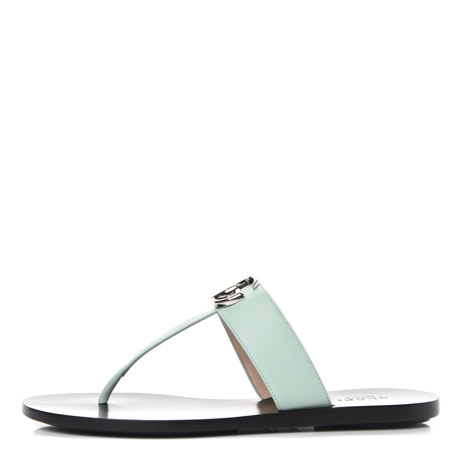 Gucci Calfskin GG Marmont Thong Sandals 36.5 Water Green 1 of 10