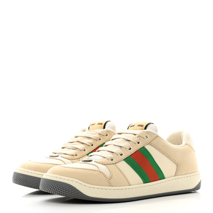 Gucci Nylon Nubuck Web Womens Screener Sneakers 39 Mystic White Dusty Milk 3 of 8