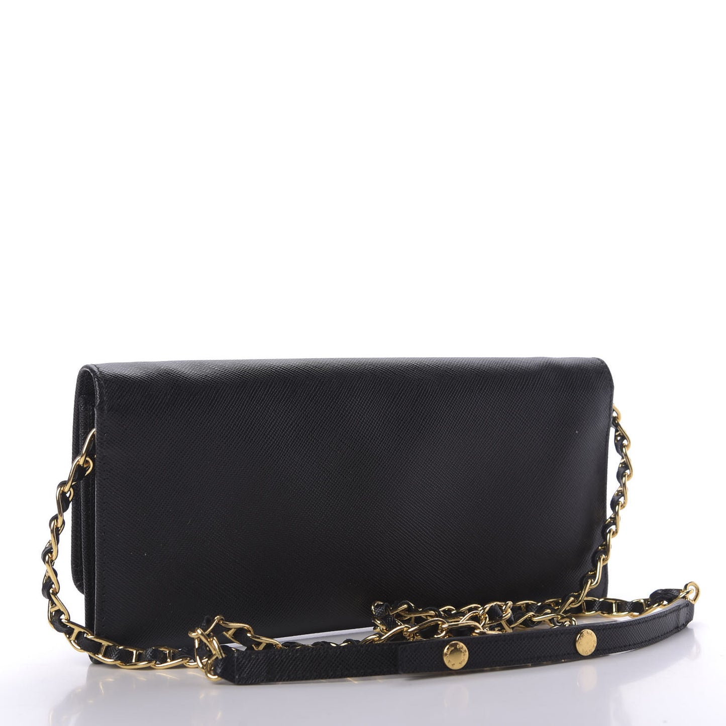 Saffiano Metal Oro Chain Wallet Black