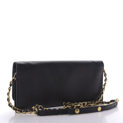 Prada Saffiano Metal Oro Chain Wallet Black 3 of 10
