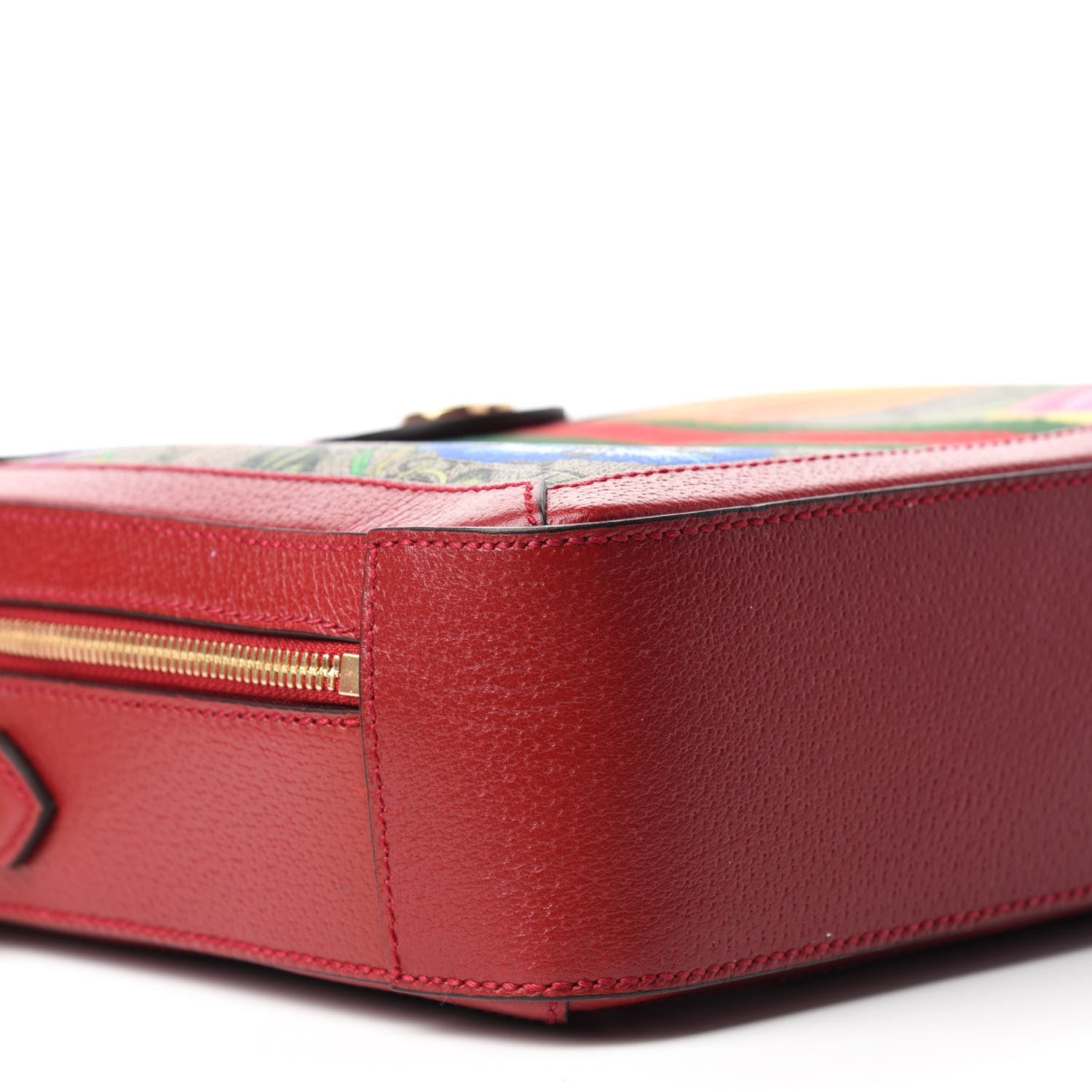 Gucci GG Supreme Monogram Flora Web Small Ophidia Top Handle Shoulder Bag Hibiscus Red 6 of 10
