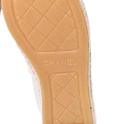 Chanel Linen CC Espadrilles 37 Beige Black 7 of 11