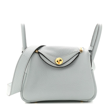 Hermes Taurillon Clemence Mini Lindy 20 Bleu Pale 1 of 10