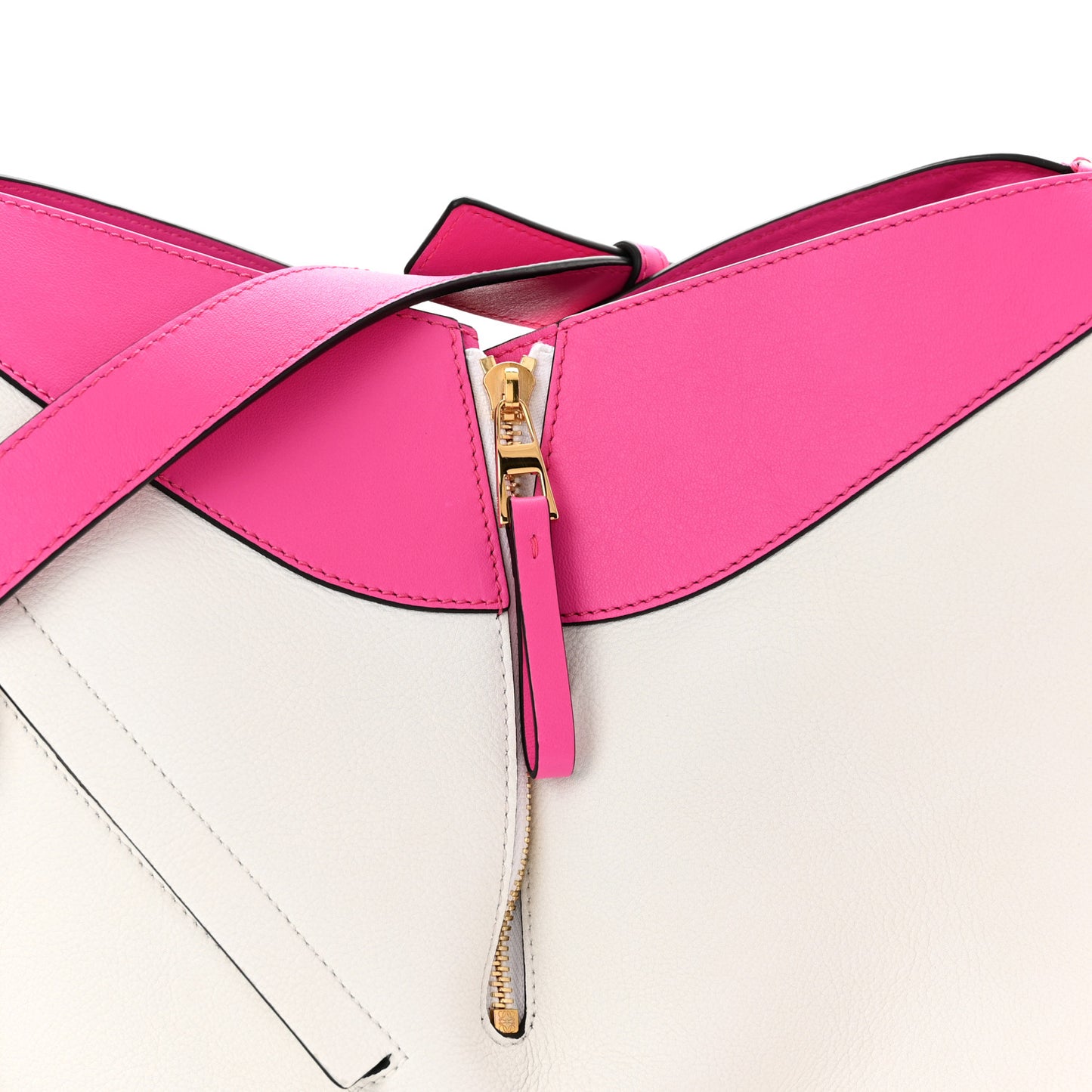 Calfskin Small Hammock Shoulder Bag Shocking Pink White