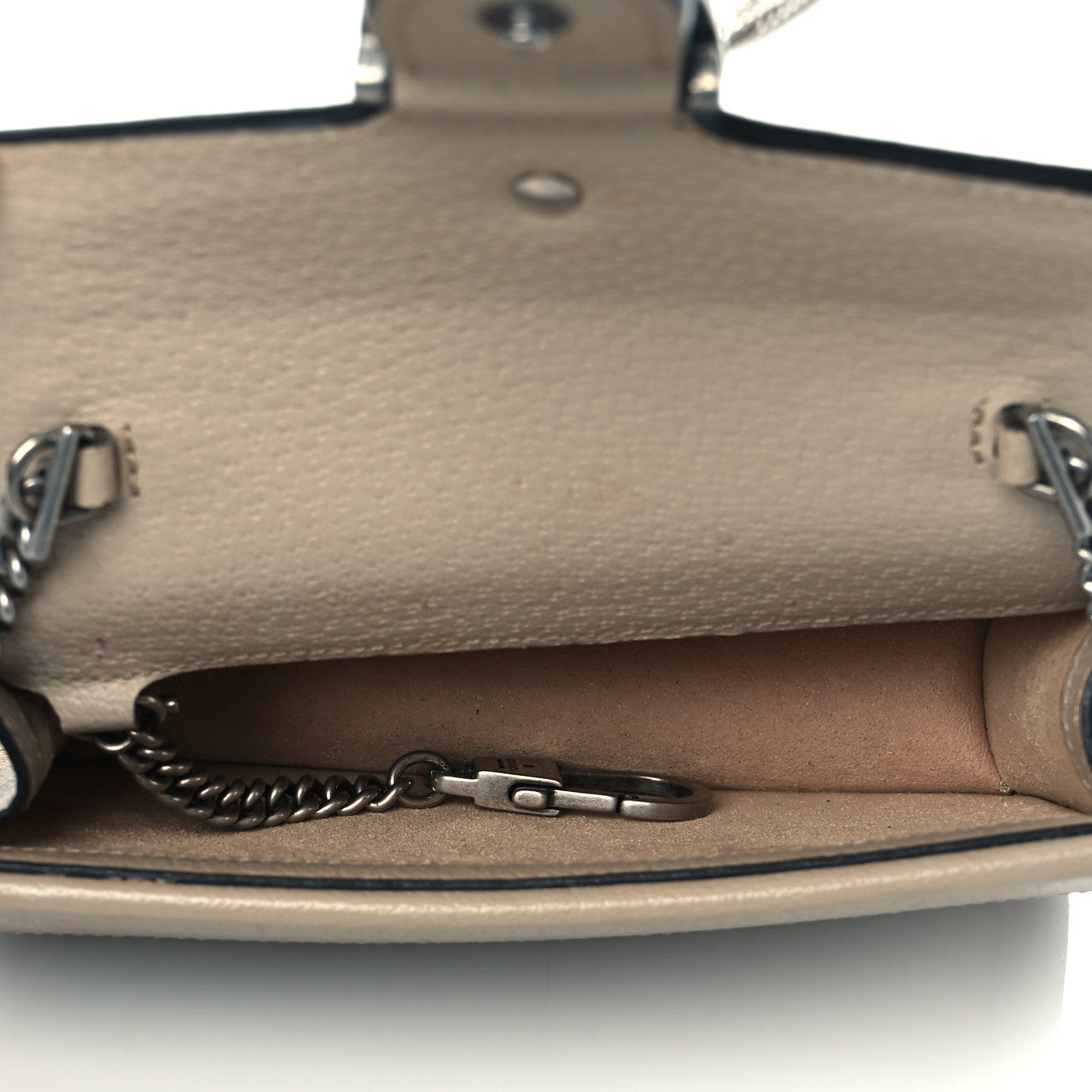 Gucci GG Supreme Monogram Textured Dollar Calfskin Super Mini Dionysus Shoulder Bag Beige Mystic White Oatmeal 4 of 9