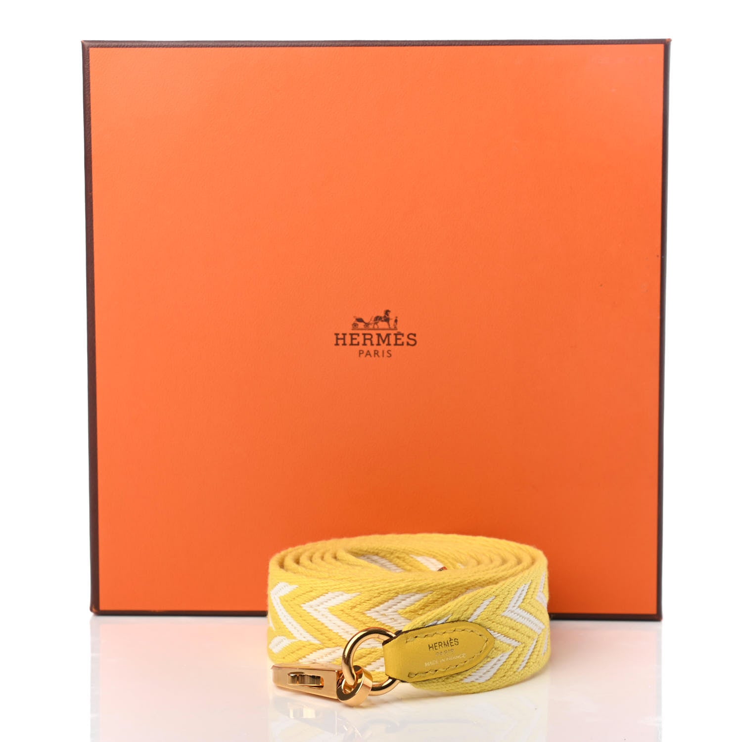 Hermes Toile Swift 25mm Sangle ZigZag Shoulder Strap Jaune de Naples White 5 of 5