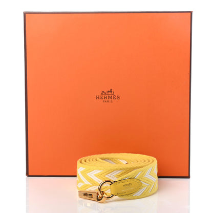 Hermes Toile Swift 25mm Sangle ZigZag Shoulder Strap Jaune de Naples White 5 of 5