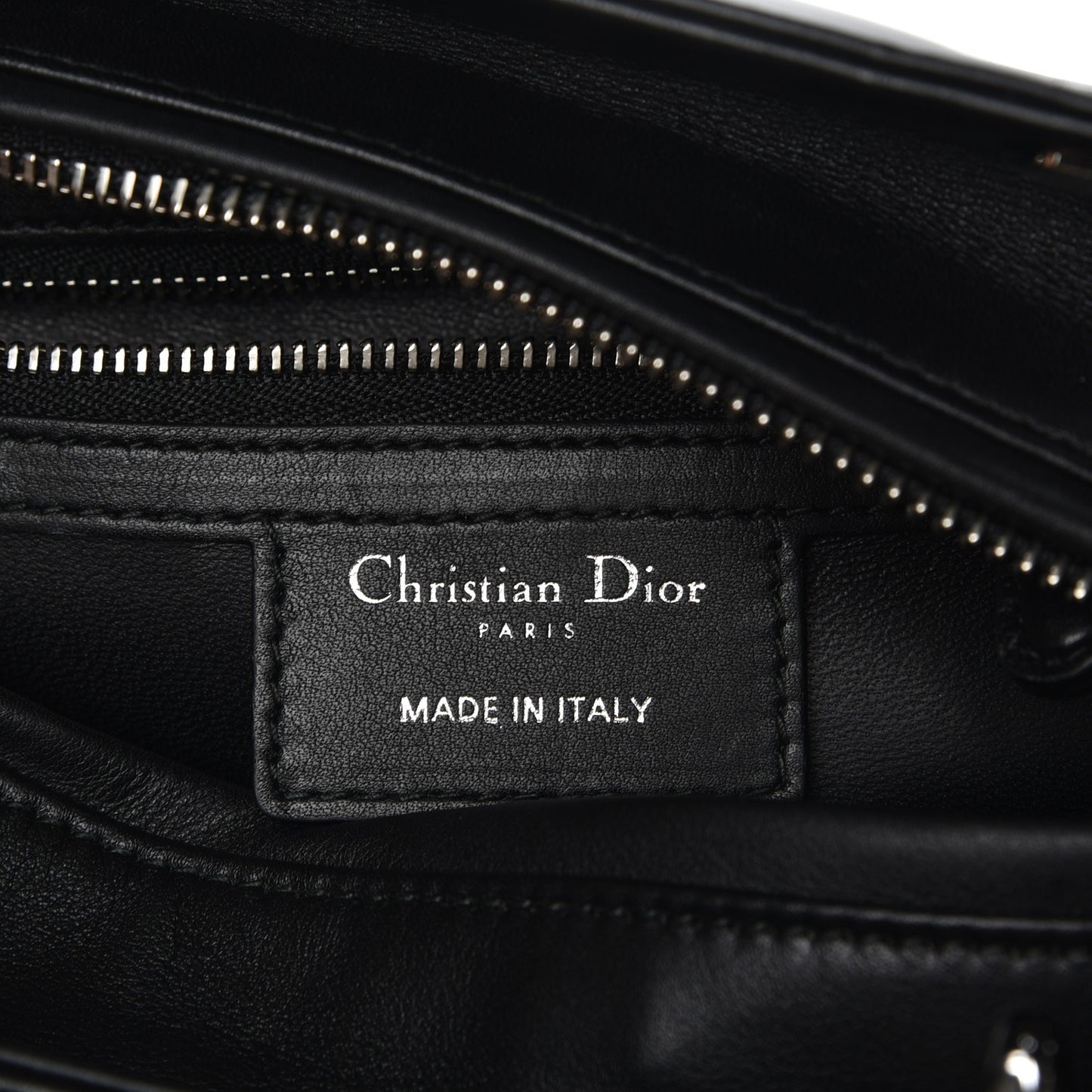Calfskin Flower Printed Medium Lady Dior Black