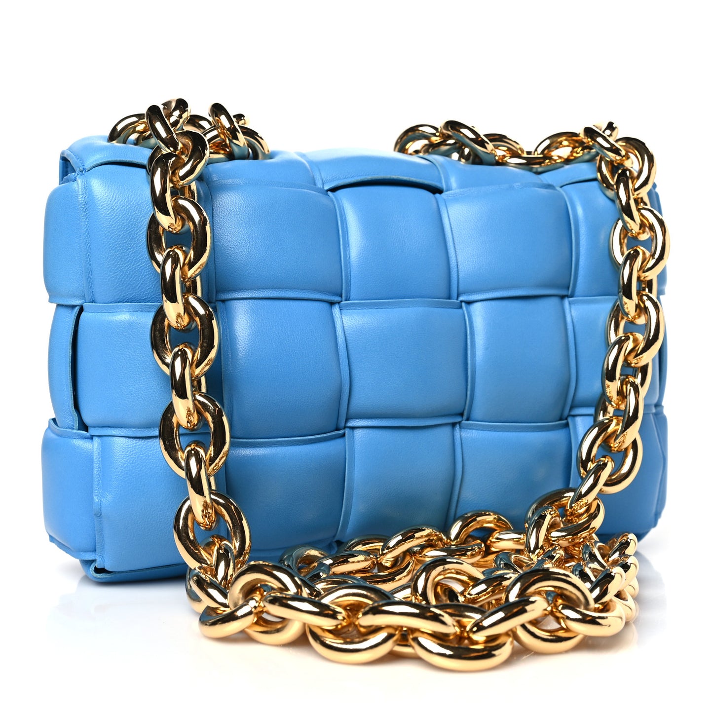 Lambskin Maxi Intrecciato Padded Chain Cassette Crossbody Bag Swimming Pool