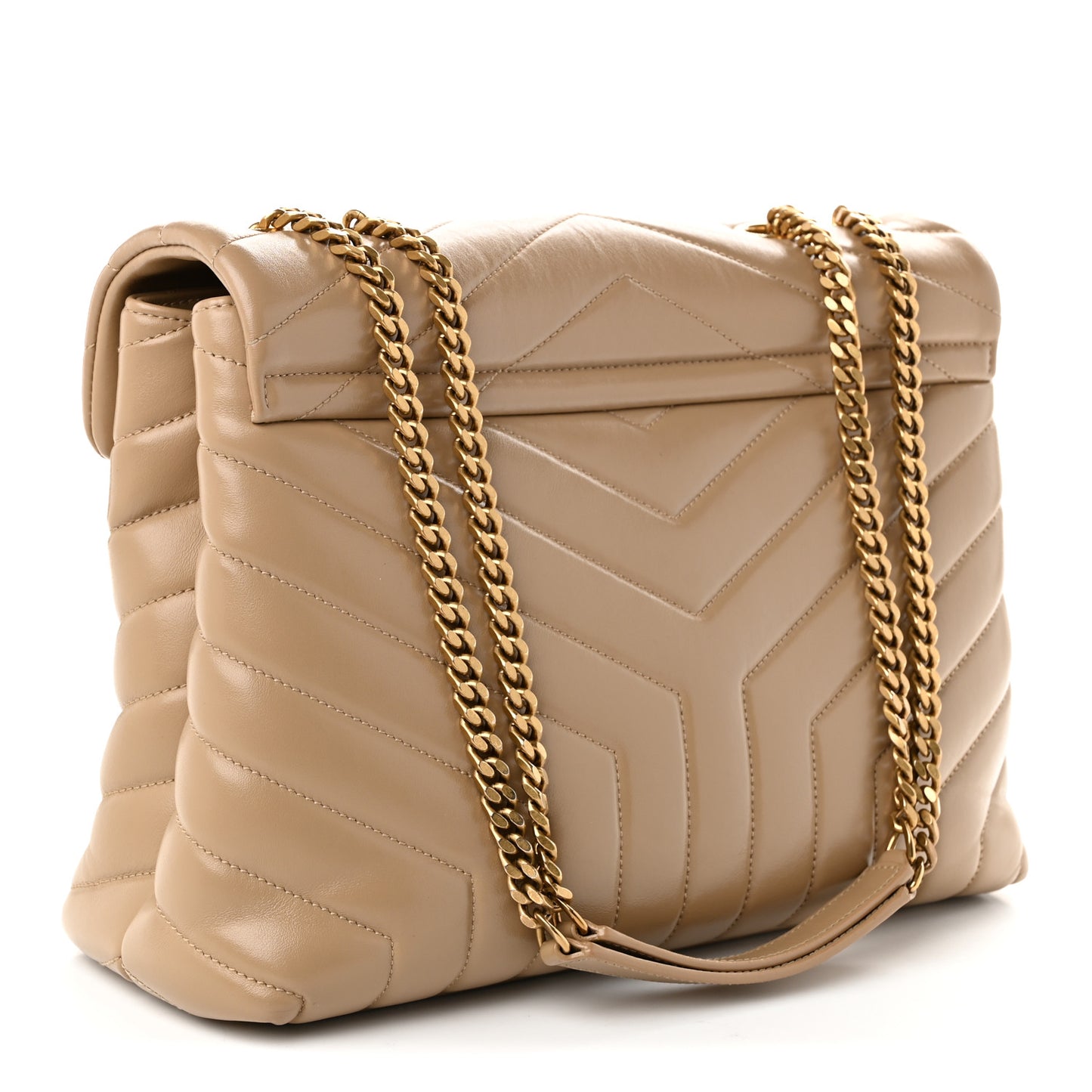 Calfskin Y Quilted Monogram Medium Loulou Chain Satchel Dark Latte