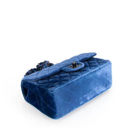 Chanel Velvet Quilted Mini Rectangular Flap Blue 4 of 7