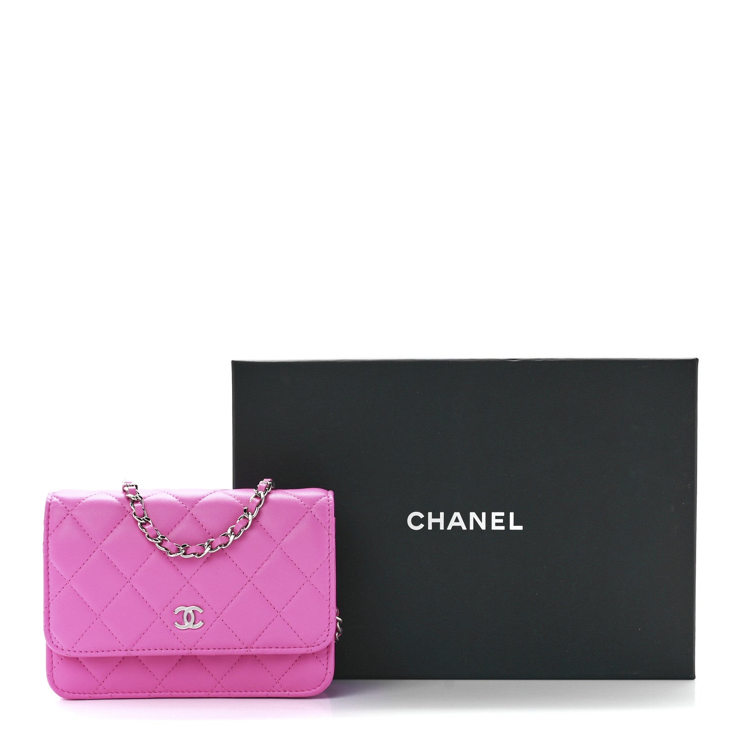Chanel Lambskin Quilted Mini Wallet On Chain WOC Pink 12 of 12