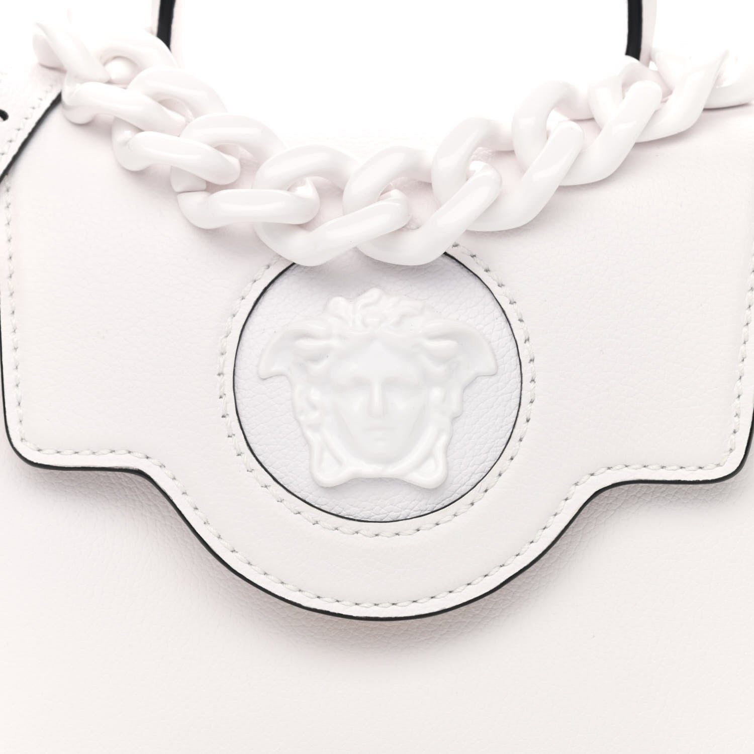 Versace Grained Calfskin Small La Medusa Top Handle Bag White 7 of 12