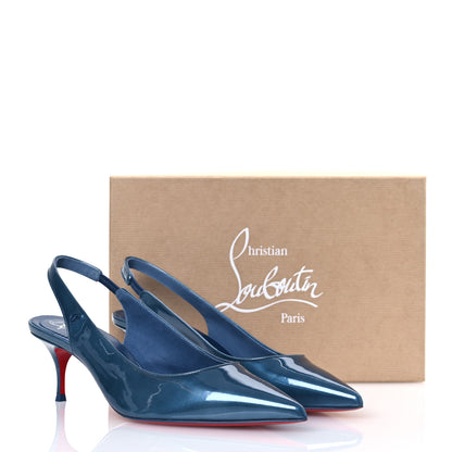 Christian Louboutin Patent Sporty Kate Slingback 55 Pumps 40 Denim 10 of 10