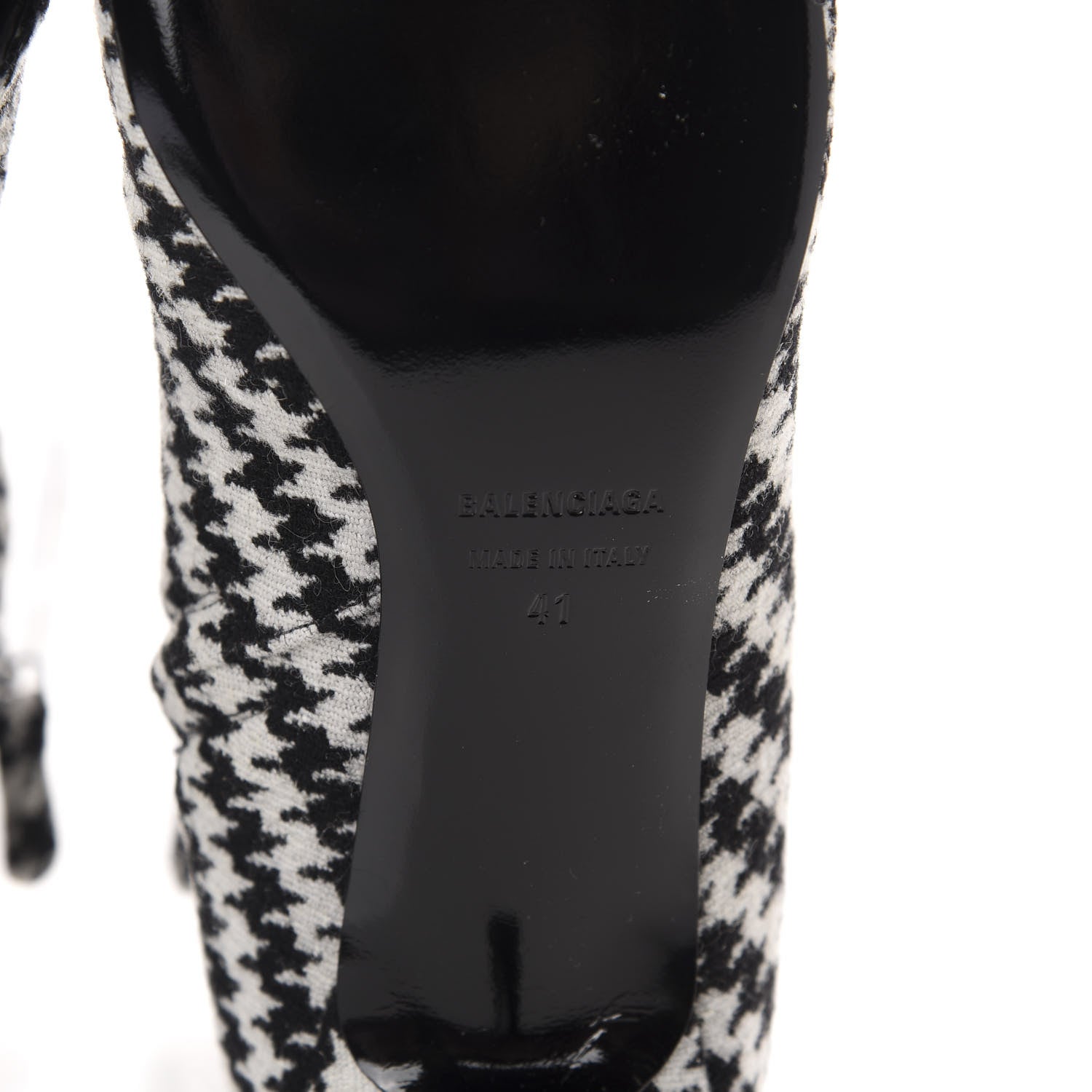 Balenciaga Wool Houndstooth BB Pointy Toe Ankle Booties 41 Black Ivory 8 of 10