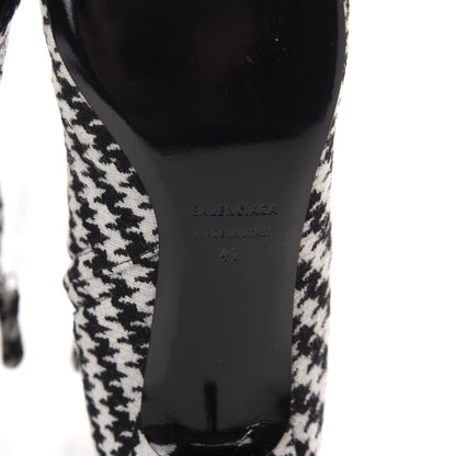 Balenciaga Wool Houndstooth BB Pointy Toe Ankle Booties 41 Black Ivory 8 of 10
