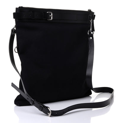 Saint Laurent Canvas Calfskin Belted Flat Messenger Bag Black 2 of 4