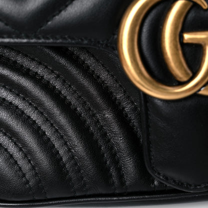 Gucci Calfskin Matelasse Mini GG Marmont Shoulder Bag Black 16 of 17