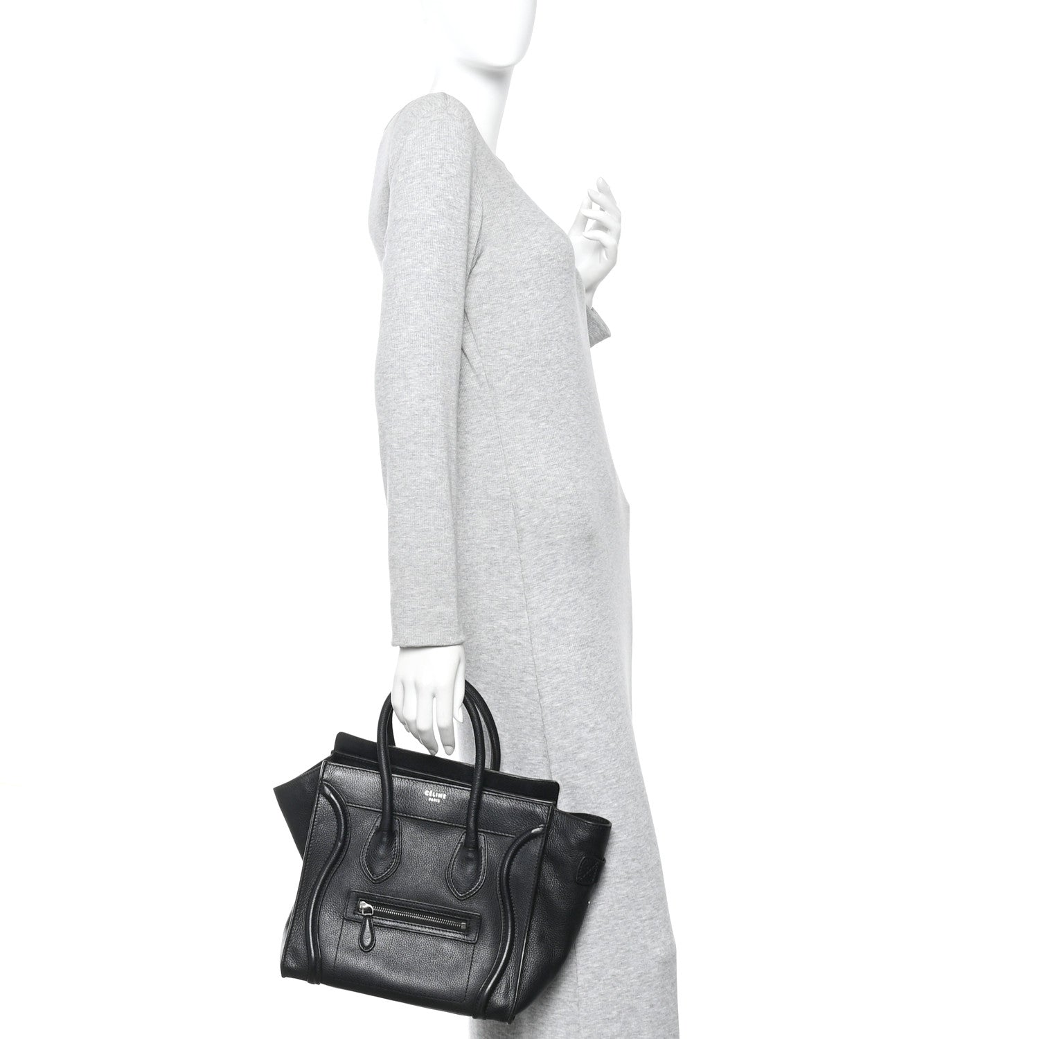 Celine Drummed Calfskin Micro Luggage Black 2 of 9