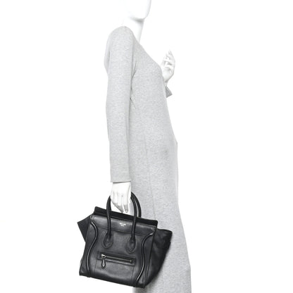 Celine Drummed Calfskin Micro Luggage Black 2 of 9