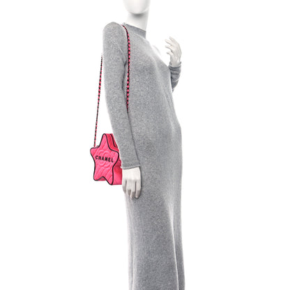Chanel Satin Quilted Walk Of Fame Star Bag Fuchsia Black 2 of 9