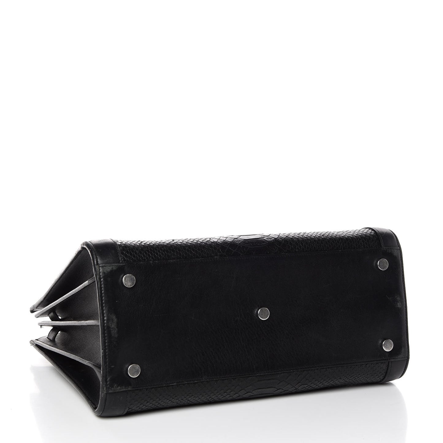 Python Calfskin Embossed Small Sac de Jour Black