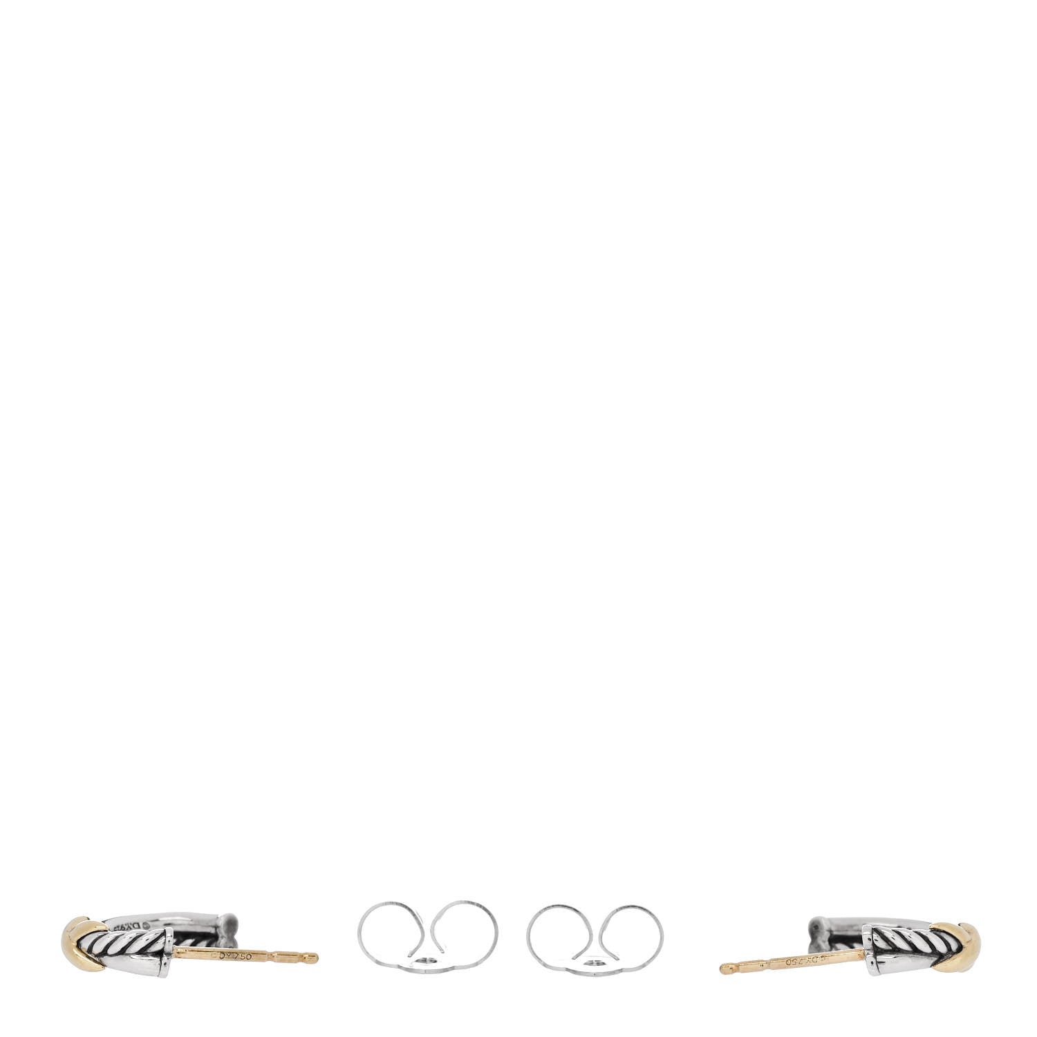 David Yurman Sterling Silver 18K Yellow Gold Petite X Hoop Earrings 3 of 5