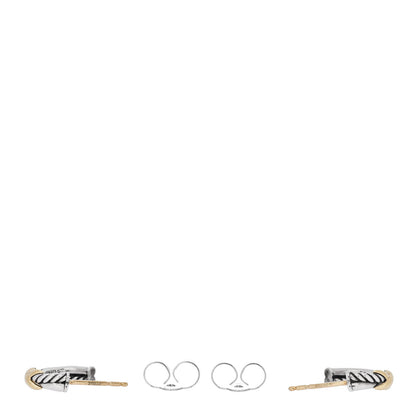 David Yurman Sterling Silver 18K Yellow Gold Petite X Hoop Earrings 3 of 5