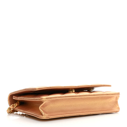 Chanel Metallic Lambskin Quilted Wallet On Chain WOC Golden 4 of 12