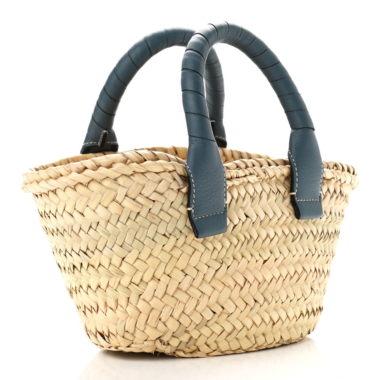 Chloe Raffia Small Grain Calfskin Small Marcie Basket Mirage Blue 4 of 12