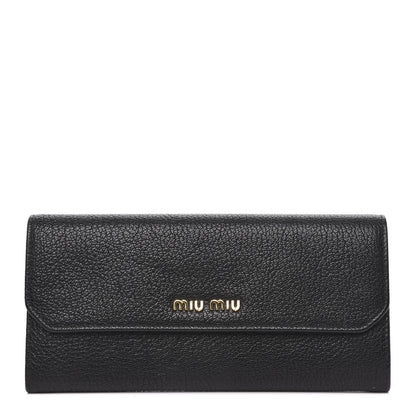 Miu Miu Goatskin Madras Flap Wallet Black 1 of 10