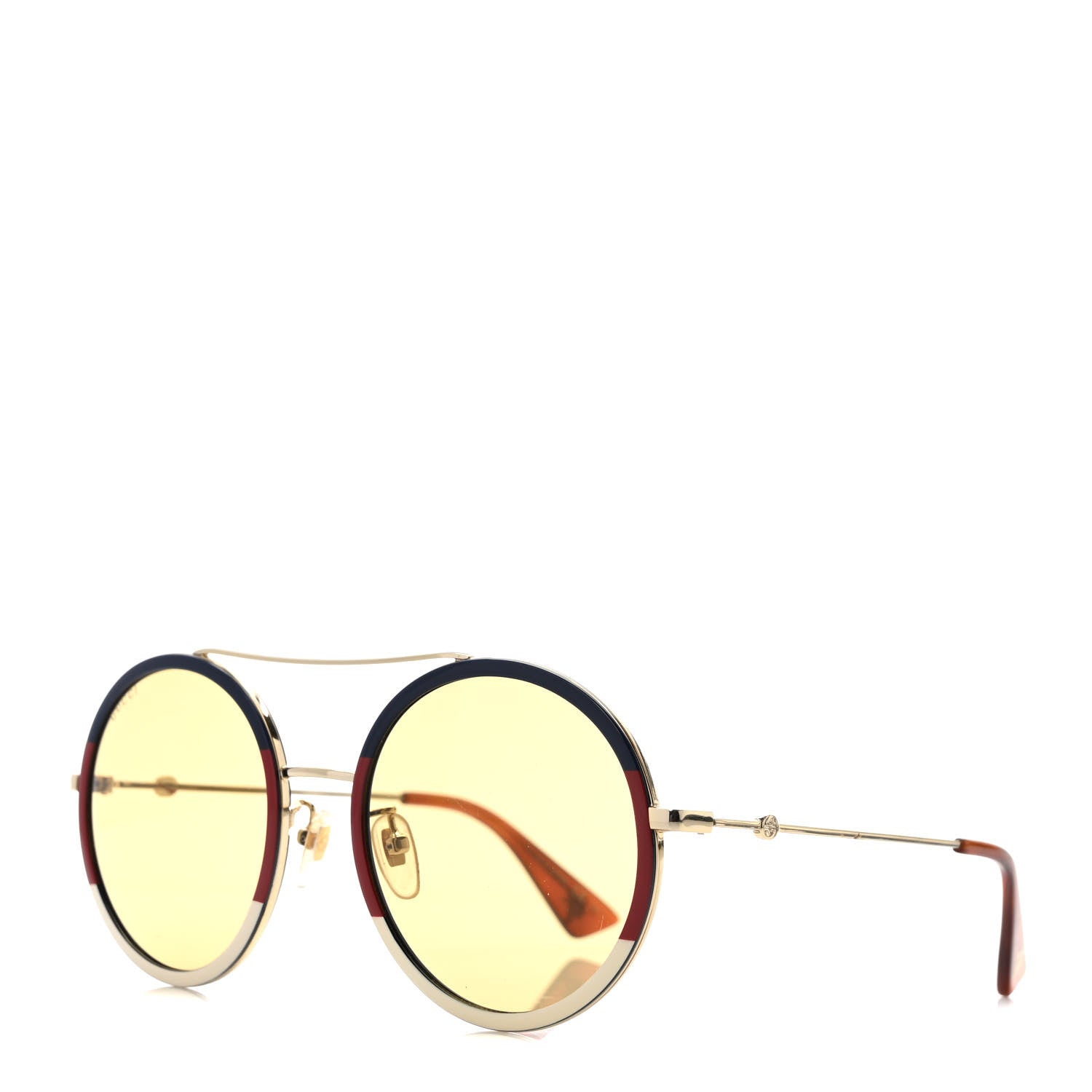 Gucci Metal Round Frame Sunglasses GG0061S Bleu Red White 1 of 8