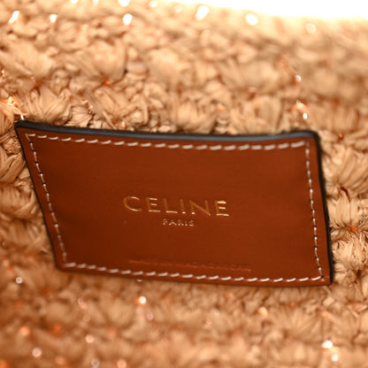 Celine Raffia Calfskin Triomphe Panier Hobo Bag Natural Tan 6 of 9