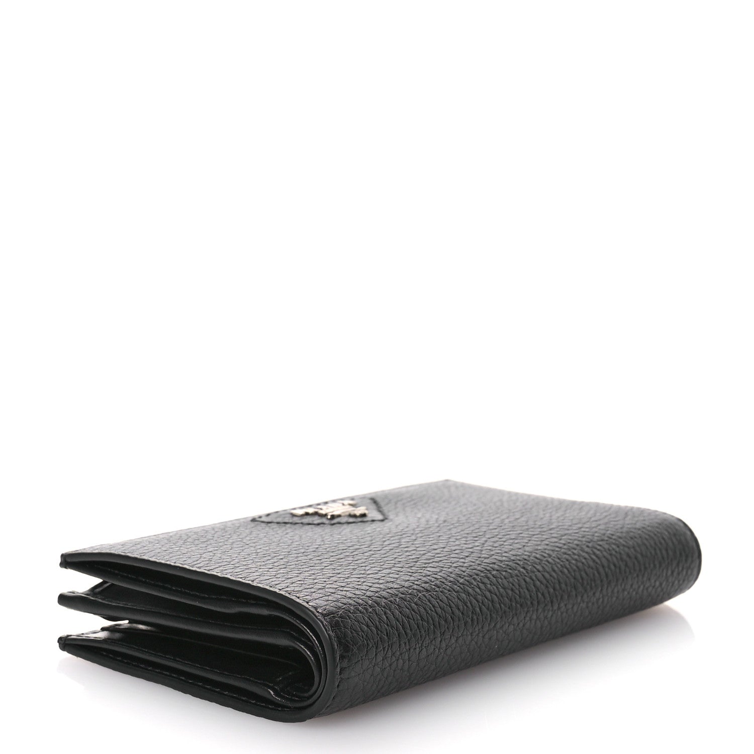 Prada Vitello Daino Triangle Continental Zip Wallet  Black 4 of 8