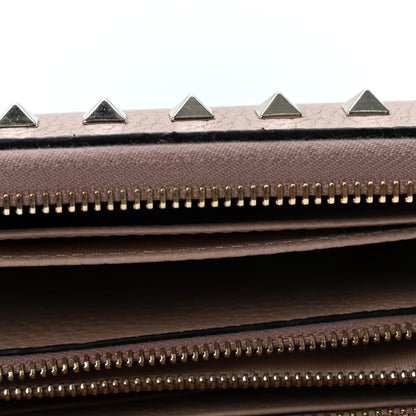 Valentino Garavani Pebbled Calfskin Rockstud Zip Around Wallet Poudre 9 of 9