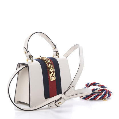 Gucci Calfskin Mini Sylvie Top Handle Bag White 4 of 13