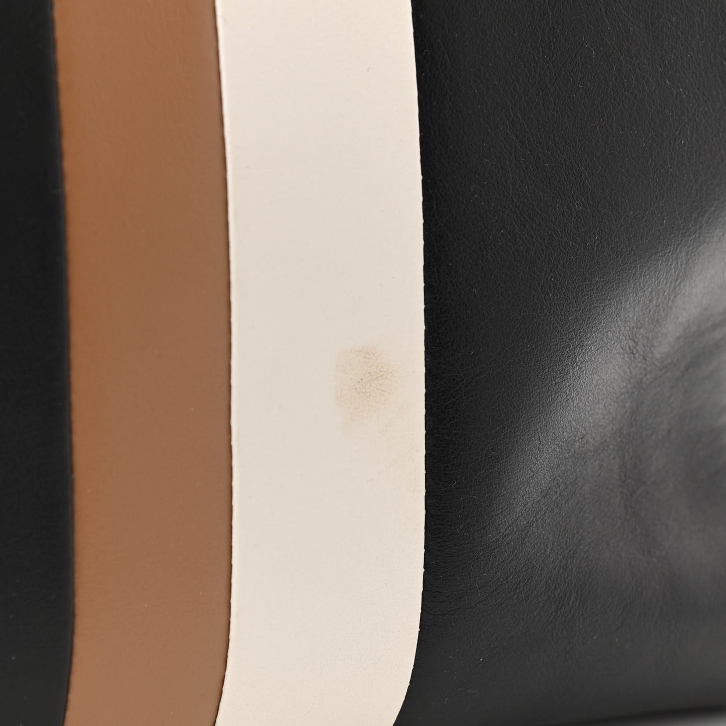 Calfskin Baiadera Striped Shopping Tote Black Caramel White