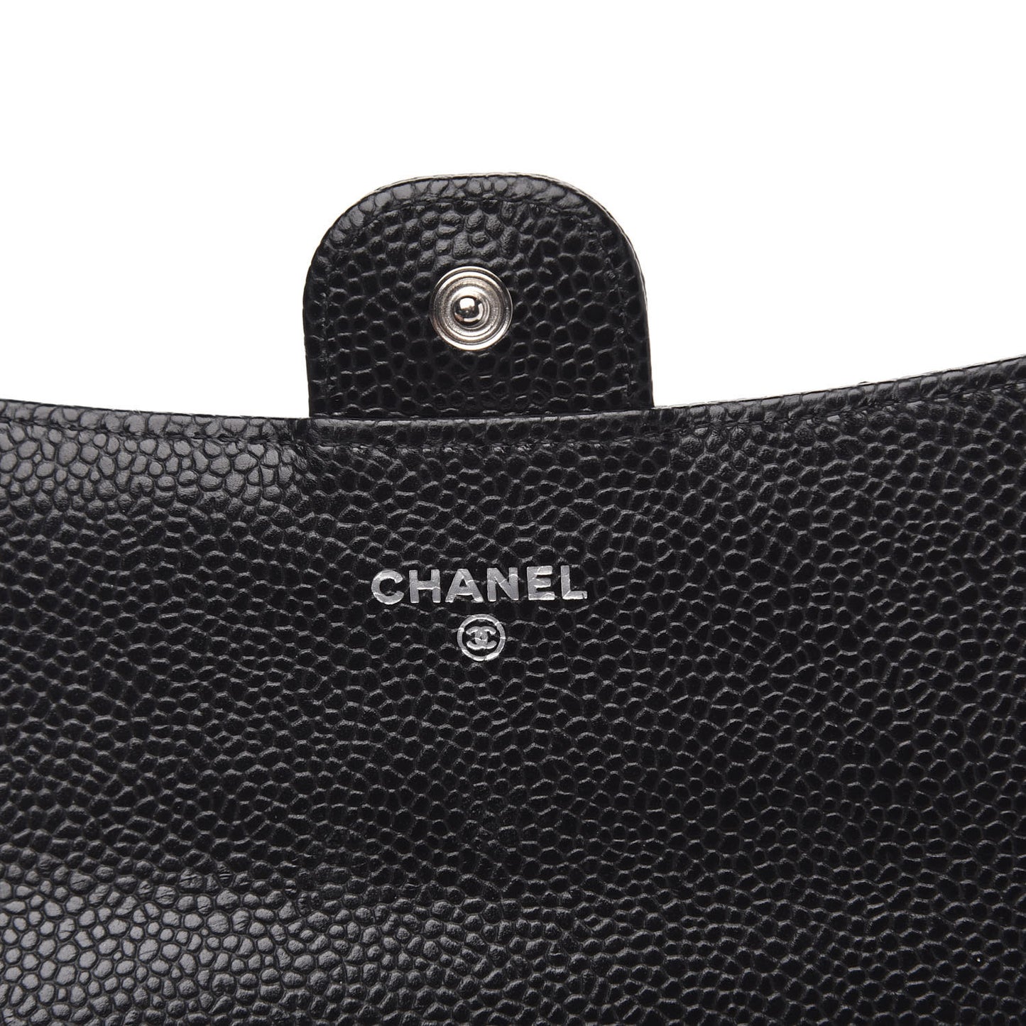 Caviar Quilted Large Gusset Flap Wallet Black