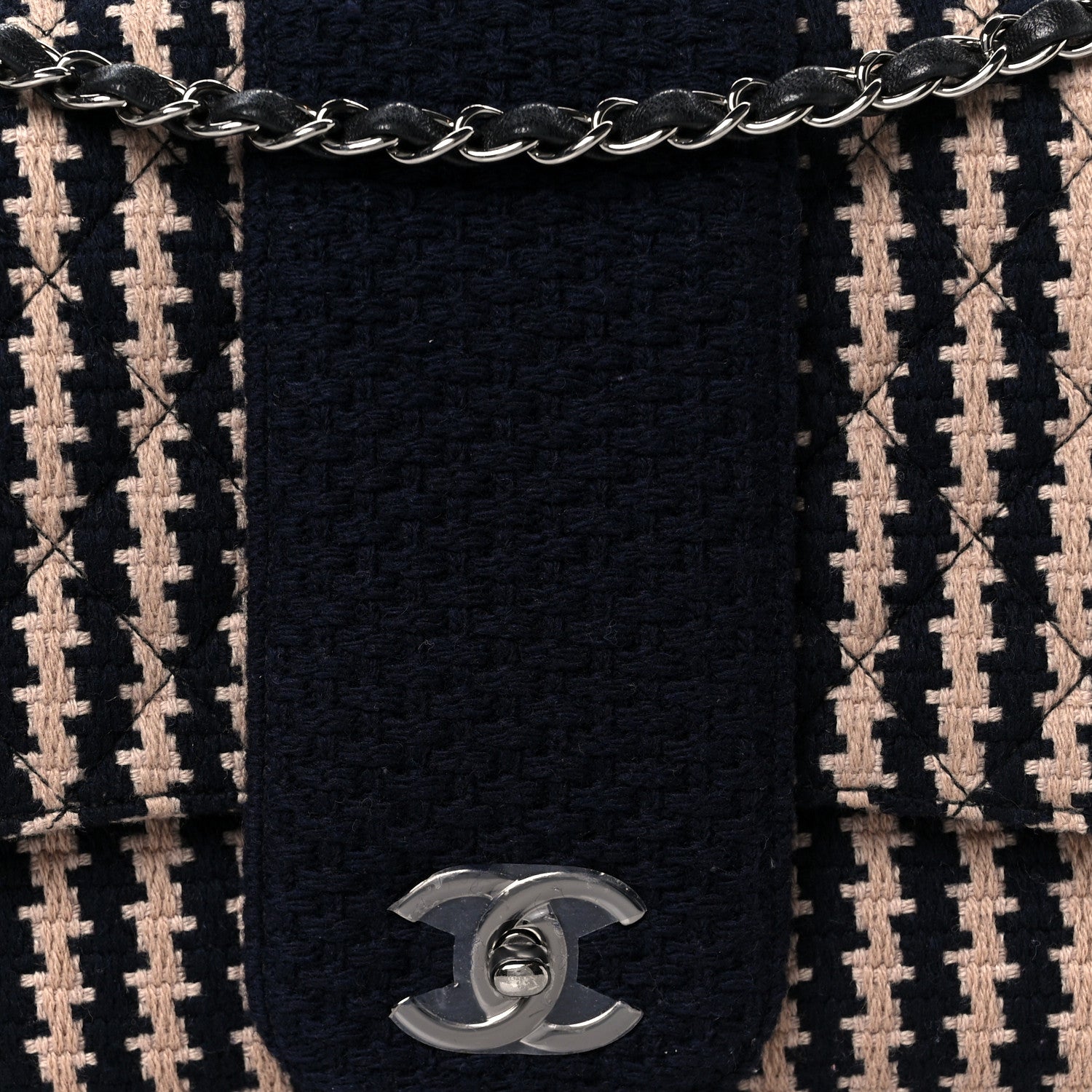 Chanel Tweed Medium Elementary Chic Flap Blue Beige 9 of 11