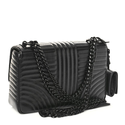 Prada Soft Calfskin Impunture Diagramme Monochrome Large Chain Flap Shoulder Bag Black 3 of 8