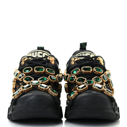 Gucci X SEGA Mesh Suede Calfskin Removable Crystals Womens Flashtrek Sneakers 35 Black Silver 2 of 6