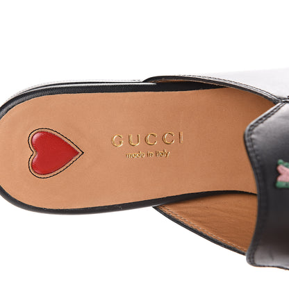 Gucci Calfskin Flower Embroidered Princetown Slippers 36 Black 7 of 10
