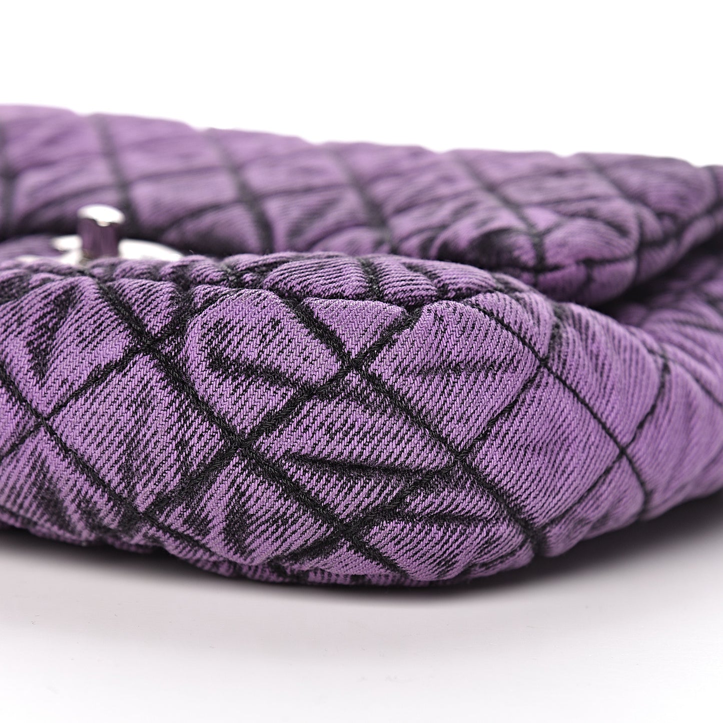 Denim Quilted Small Flap Purple Black