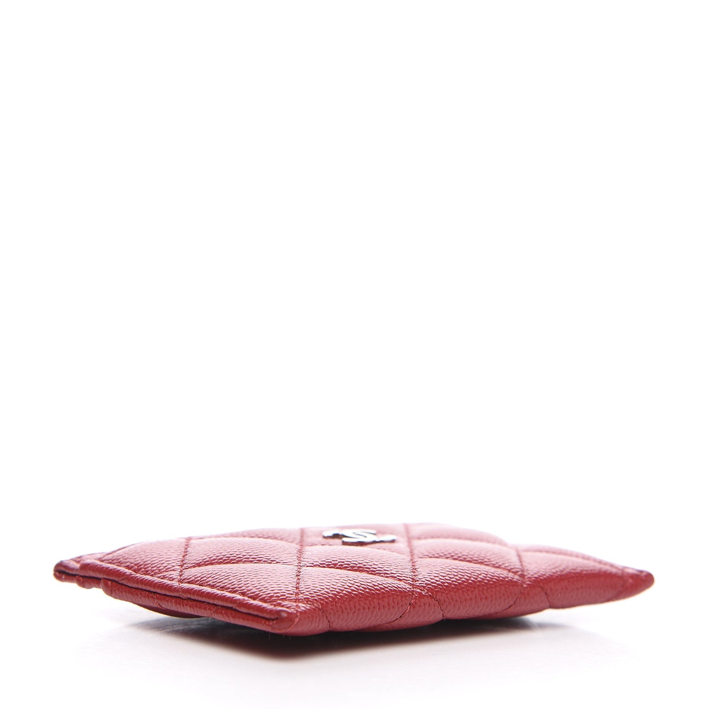 Caviar Quilted Card Holder Dark Red