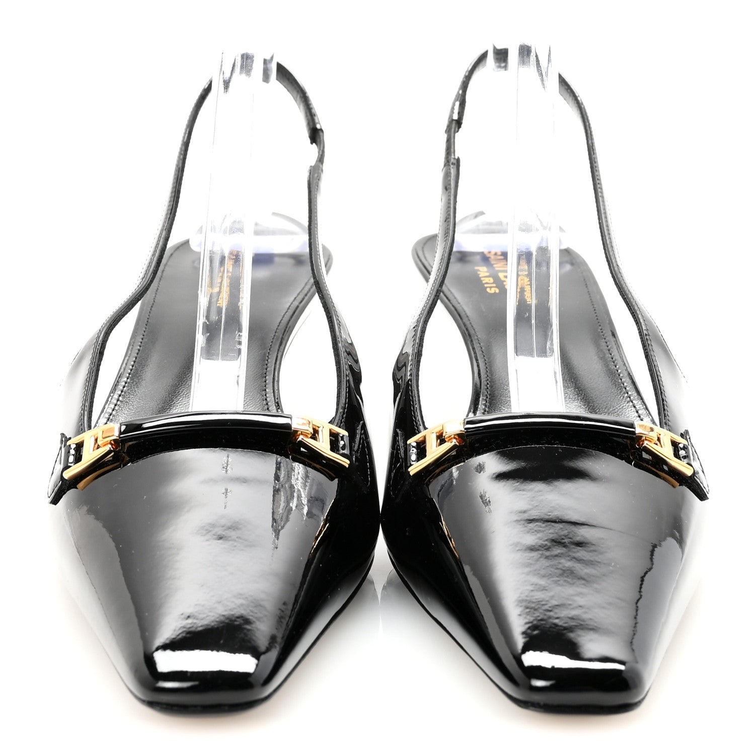 Saint Laurent Patent Bade Slingback Pumps 41 Black 3 of 10