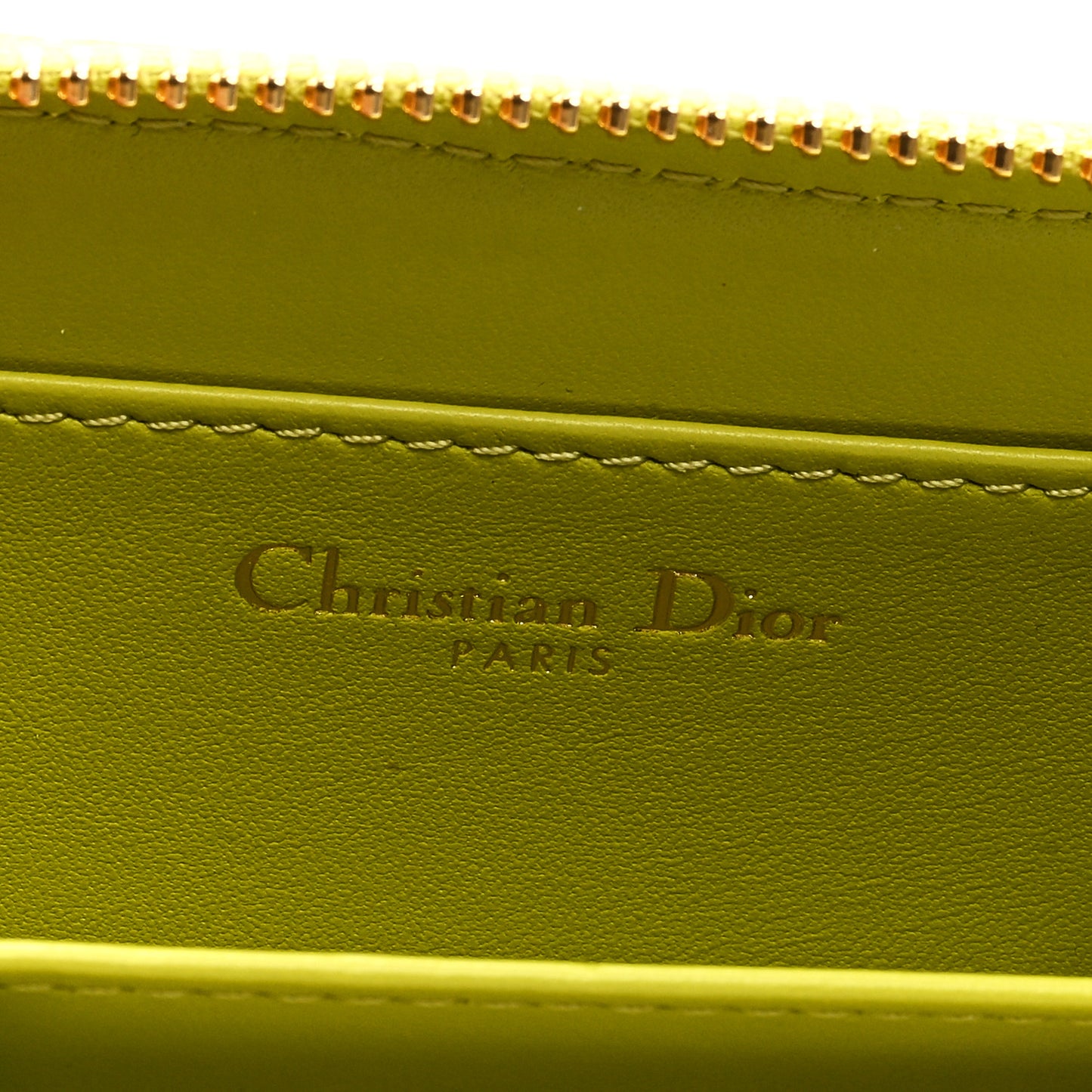 Lambskin Cannage Mini Caro Zipped Pouch on Chain Lime