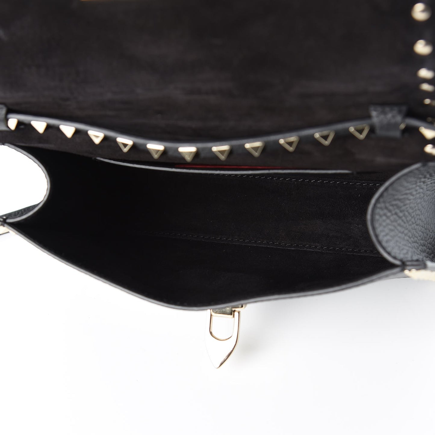 Pebbled Calfskin Medium Rockstud Flip Lock Crossbody Bag Black