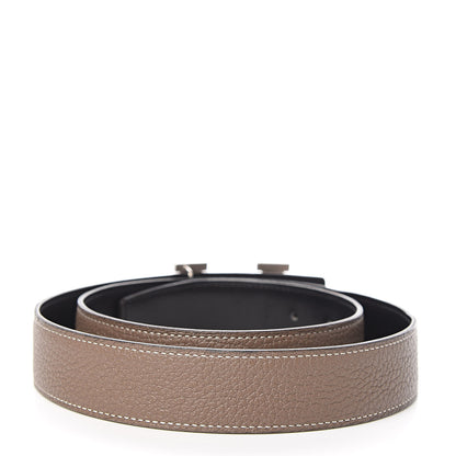 Hermes Box Togo 32mm H Belt 85 Black Etoupe 3 of 10
